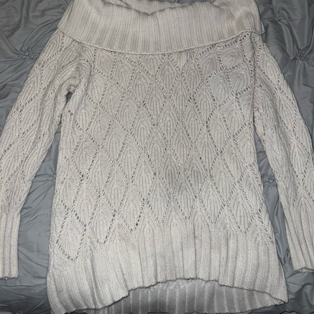Ivory cowl neck sweater plus sized